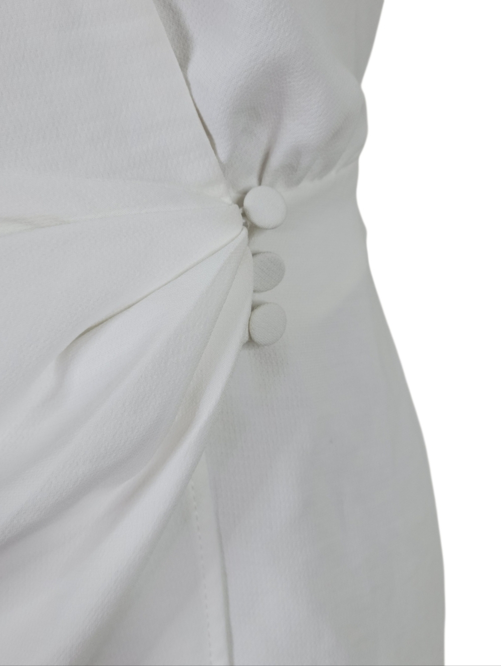 Zara Mini Wrap Dress Size S White V Neck Lapel Collar Textured Cuffed Sleeve New - Picture 3 of 13